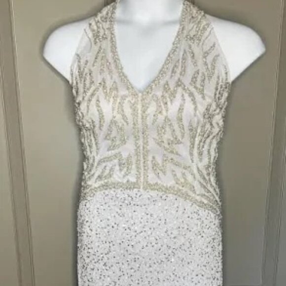 Never Worn! Adrianna Papell Baby Blue Beaded Drop Waist Dress - 18W - Picture 2 of 7